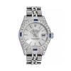 Rolex Ladies Quickset Stainless Steel Silver Index 18K White Gold Diamond & Sapp