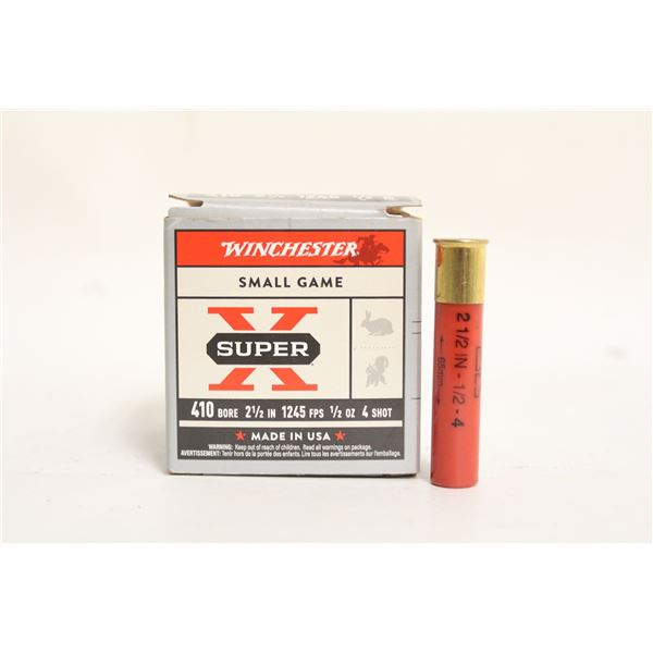 BOX OF 25 WINCHESTER SUOER X SMALL GAME 410 SHELLS