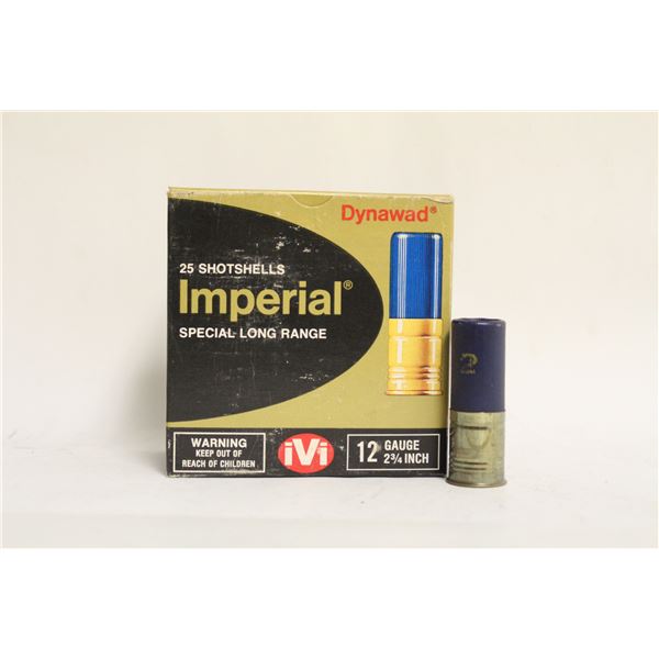 FULL BOX OF 25 IMPERIAL 12 GAUGE 2 3/4" SHELLS