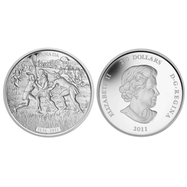 2011 $250 Fine Silver Coin 375th Anniversary of Lacrosse.