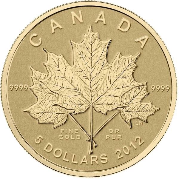 2012 $5 Pure Gold Coin Maple Leaf Forever.