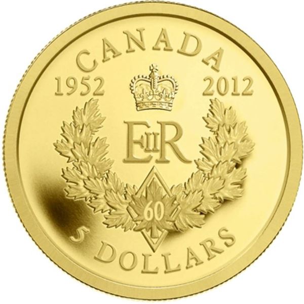 2012 $5 Pure Gold Coin The Queen`s Diamond Jubilee.