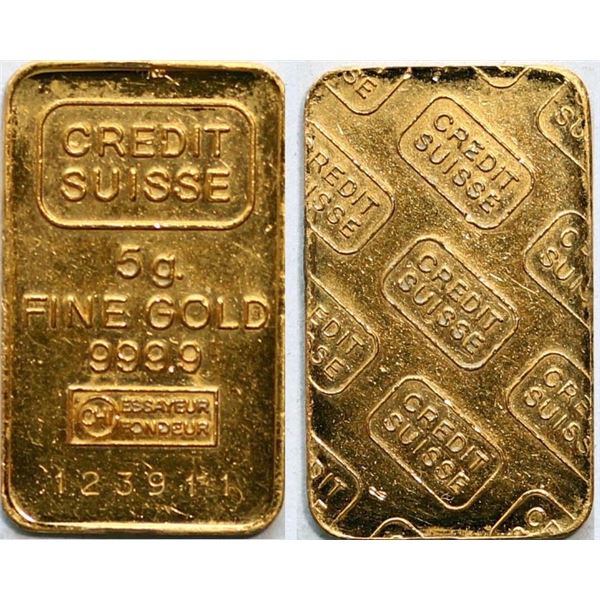 Bullion;  Suisse Credit 5g Gold Ingot /123911.