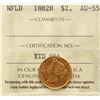 Image 2 : Nfld 1882H $2 Gold ICCS Choice About Uncirculated-55 HIghly lustrous for grade.