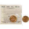 Image 2 : Nfld 1885 $2 Gold ICCS Mint State-60 A very nice and lustrous coin.