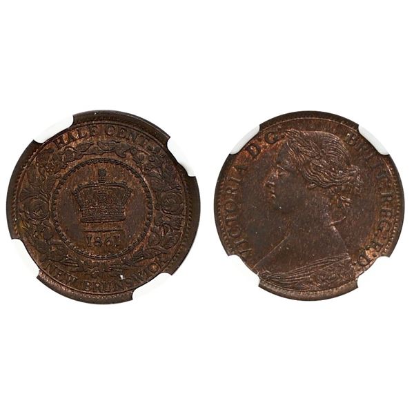 N.B. 1861 1/2¢ NGC Gem Mint State-65 RB  Important date in this series and very scarce in this high 