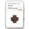 Image 2 : N.B. 1861 1/2¢ NGC Gem Mint State-65 RB  Important date in this series and very scarce in this high 