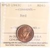 Image 2 : Nfld 1943-C 1¢ ICCS Gem Mint State-65 Red, Best example seen and handled by TCNC to date.  Excessive