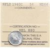 Image 2 : Nfld 1940C 5¢ ICCS Choice Mint State-64.  Tough date in MS condition.