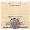 Image 2 : Nfld 1938 10¢ ICCS Gem Mint State-65 Delicate tonin over full underlying lustre.  Great surfaces.  V