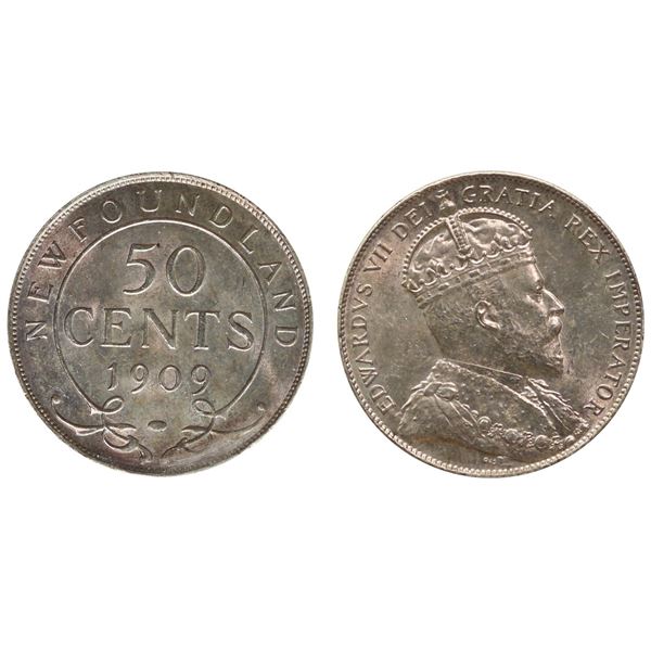 Nfld 1909 50¢ ICCS Choice Mint State-63 Fully brilliant and lustrous.
