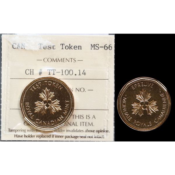 Test Token TT100, TT-100,14 ICCS Superb Gem Mint State-66