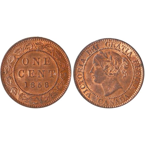 1858 1¢ "Rep.5 or 5/5" ICCS Choice Mint State-64 Red.  Spectacular pristine issue and lustrous examp