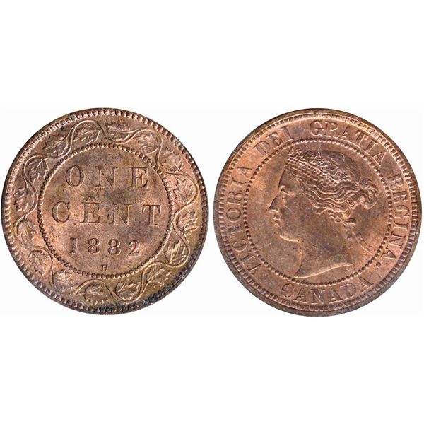 1882H 1¢ Obv.1  ICCS Gem Mint State-65 Red. A superb and superior Pristine issue with great eye appe
