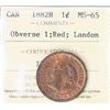 Image 2 : 1882H 1¢ Obv.1  ICCS Gem Mint State-65 Red. A superb and superior Pristine issue with great eye appe