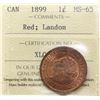 Image 2 : 1899 1¢ ICCS Gem Mint State-65 Red Ex. Landon example
