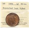 Image 2 : 1899 1¢ ¨Repunched Last 9¨ICCS Choice Mint State-64 Red