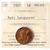 Image 2 : 1921 1¢ ICCS Gem Mint State-65RD. Nice better date gem, 75% red issue designated as lacquered. A sim