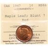 Image 2 : 1947 1¢ ML "Blunt 7" ICCS Superb Gem Mint State-66 Full Red
