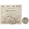 Image 1 : 1913 10¢ "Small Leaves" ICCS Choice Mint State-63 brilliant and lustrous.