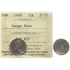 Image 2 : 1969 10¢ "Large Date" ICCS Choice Fine-15.  Very rare and sought after variety  with decent reverse 