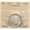 Image 2 : 1893 25¢ ICCS Gem Mint State-65. Fully brilliant and lustrous. Wow! Not often handled, a highly attr