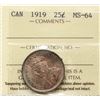 Image 2 : 1919 25¢ ICCS Choice Mint State-64 Light gold and russet tones over full underlying lustre.