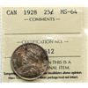 Image 2 : 1928 25¢ ICCS Choice Mint State-64.  Lustrous fields under shades of yellow and golds.