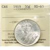 Image 2 : 1919 50¢ ICCS Choice Mint State-63. Fully brilliant and lustrous. A very attractive and flashy examp