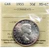 Image 2 : 1955 50¢ ICCS Gem Mint State-65.  Attractive Gem example displaying attractive tones.