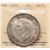 Image 2 : 1938 $1 ICCS Gem Mint State-65 Delicate toning over full underlying lustre.