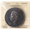 Image 2 : 1948 $1 ICCS Choice Mint State-64  Light toning over full underlying lustre.  A superb example and d