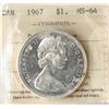 Image 2 : 1967 $1 "Diving Goose" ICCS Very Choice Mint State-64. Fully brilliant with great reflective surface