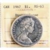 Image 2 : 1967 $1 "Diving Goose" ICCS Choice Mint State-63, Brilliant and lustrous.  Popular and desirable.