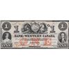 The Bank of Western Canada;  1859 $1 #75 CH-795-10-04. PMG Choice About Uncirculated-55.  Low Serial