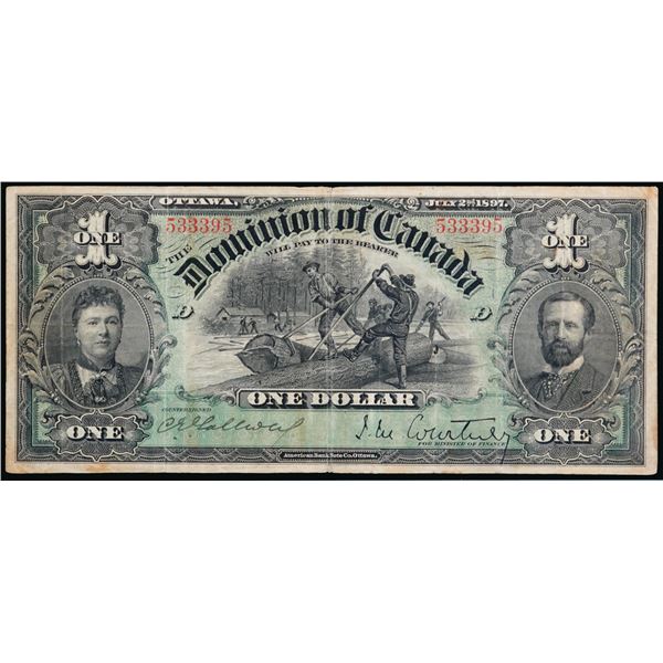 1897 $1 DC-12 #533395 Legacy Very Fine-20 with issues.