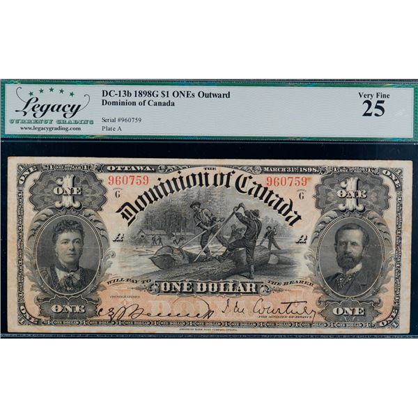 1898 $1 DC-13b  #960759 Series "G"  Legacy Currency Grading Choice Very Fine-25