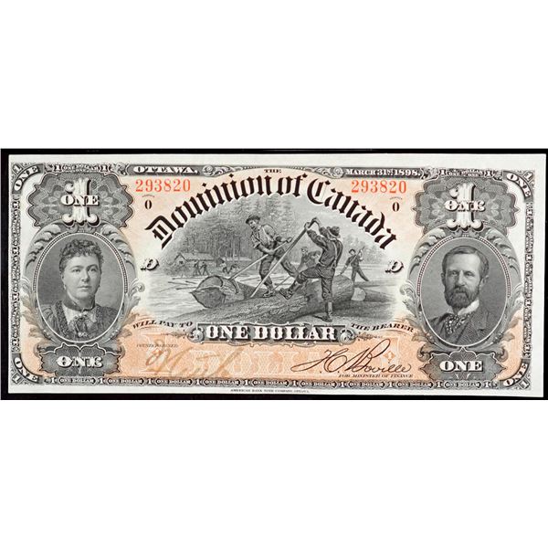 1898 $1 DC-13c #293820 PMG Choice Uncirculated-62 Minor repair.  A bright, crisp and original exampl