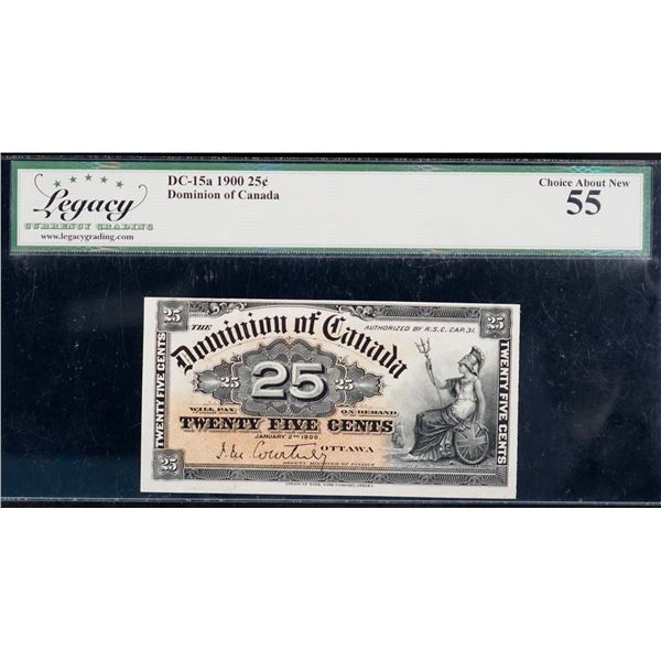 1900 25¢ ¨Shinplaster¨ DC-15a Courtney Legacy Currency Grading Choice About Uncirculated-55