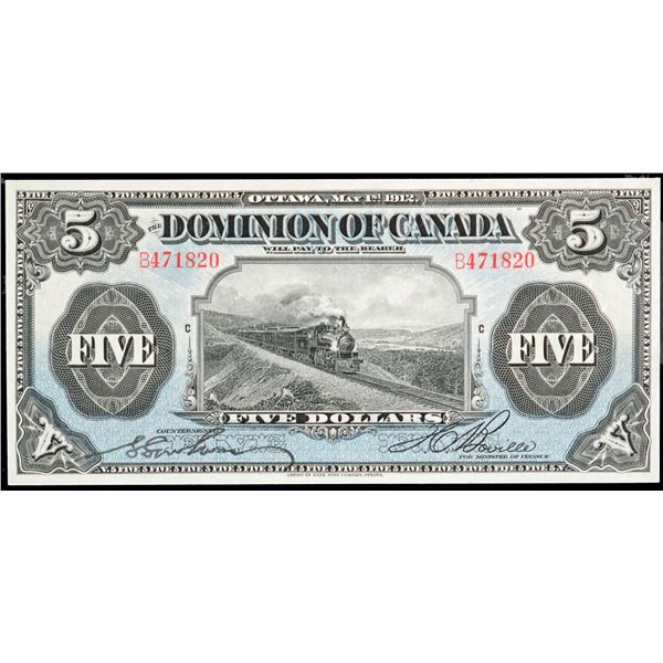 1912 $5 DC-21c B471820 PMG Choice Uncirculated-64.  Bright with vibrant colours on this attractive "