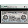 Image 2 : 1912 $5 DC-21c B471820 PMG Choice Uncirculated-64.  Bright with vibrant colours on this attractive "