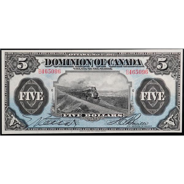 1912 $5 DC-21c #B465096 PMG Choice Uncirculated-63 EPQ.  This is a bright, clean and attractive issu