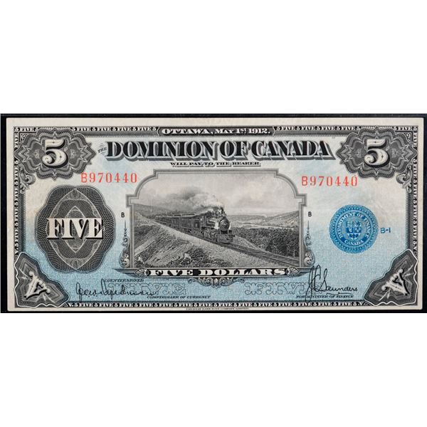 1912 $5 DC-21f #B970440 PMG Choice Very Fine-35.  A bright example.