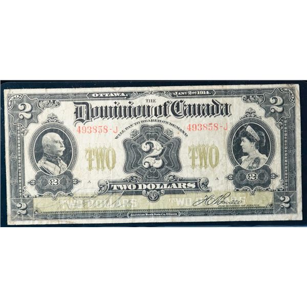 1914 $2 DC-22a-i #493858-J F-VF, A nice example.