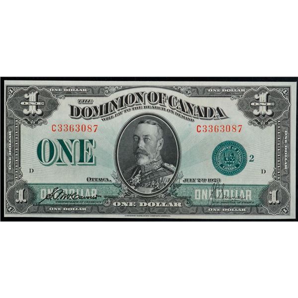 1923 $1 DC-25j C3363087 "Green Seal" CCCS Choice Uncirculated-63.  This is a bright, clean and attra