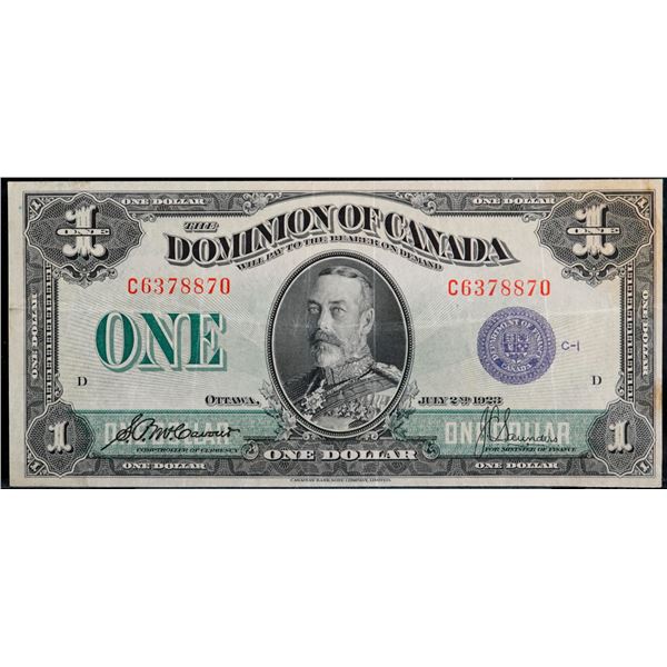 1923 $1 DC-25k #C6378870 ¨Purple seal¨CCCS Very Fine-20.  A bright example.