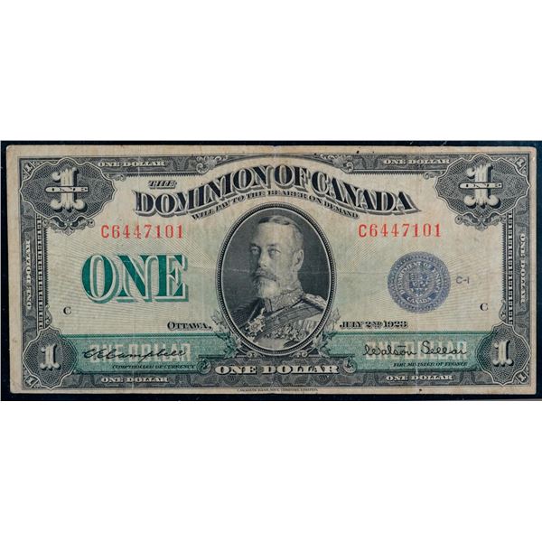1923 $1 DC-25l #C6447101 BCS F18.  Scarce and seldom offered.