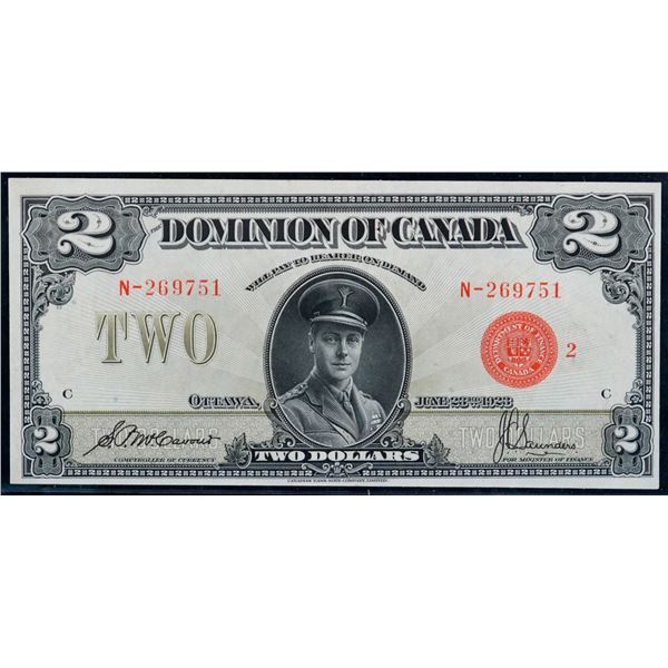 1923 $2 DC-26g #N-269751 Unigrade About Uncirculated-50.  Bright with superb colours.