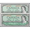 1954 $1 BC-37aA #*DO0487035-036, Legacy Currency Grading Superb Gem Uncirculated -67PPQ & Superb Gem