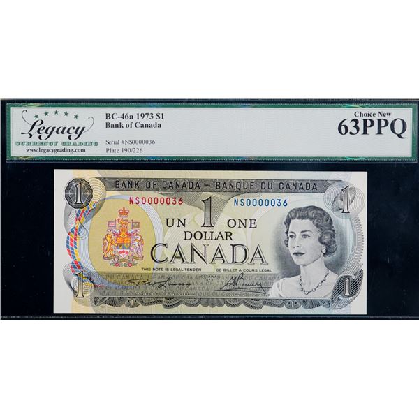 Low Numbers; 1973 $1 BC-46a GM0000036-037-038, Lot of 3 consecutive notes, all Legacy Currency Gradi